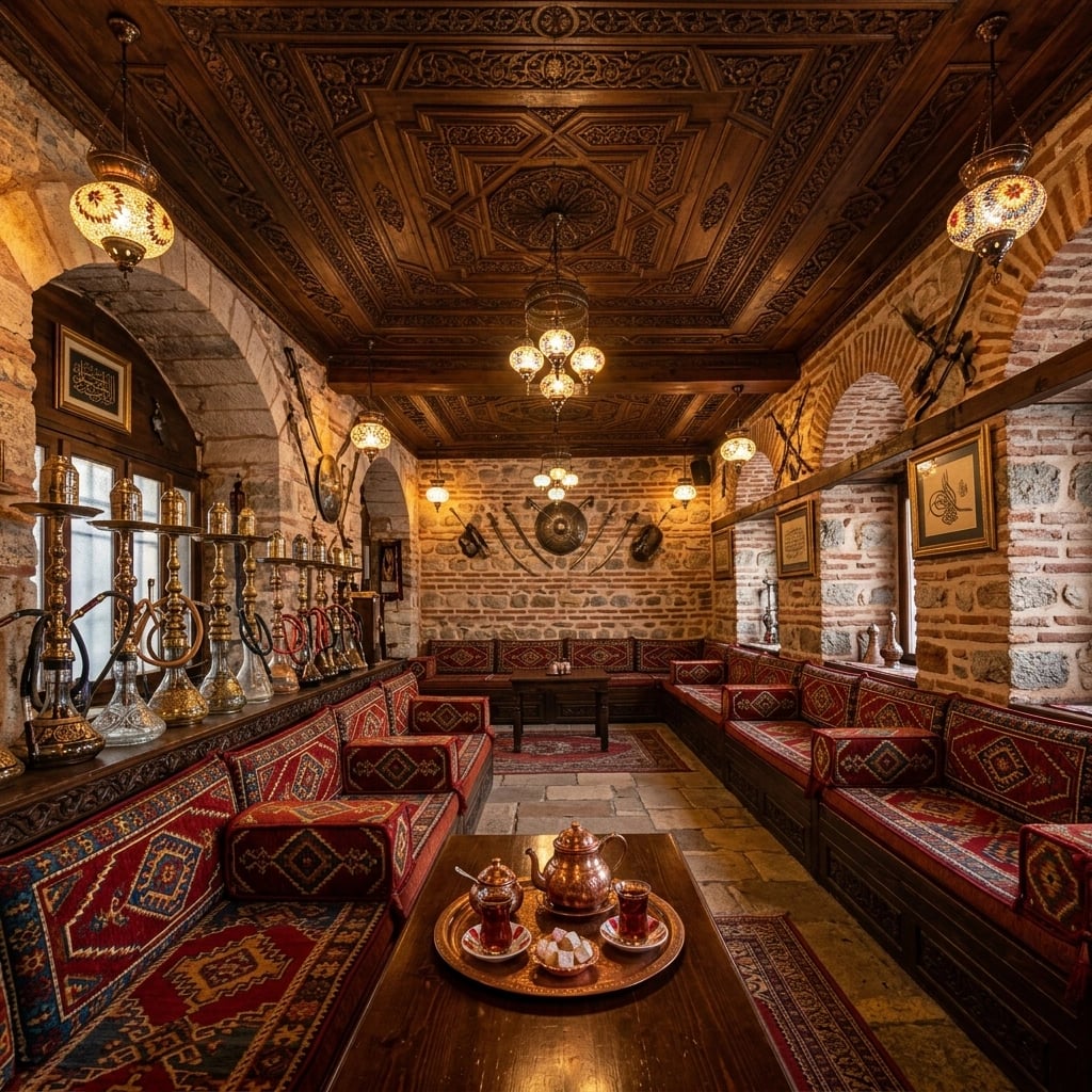 Tuğra Nargile & Kafe — ahşap tavan geniş salon